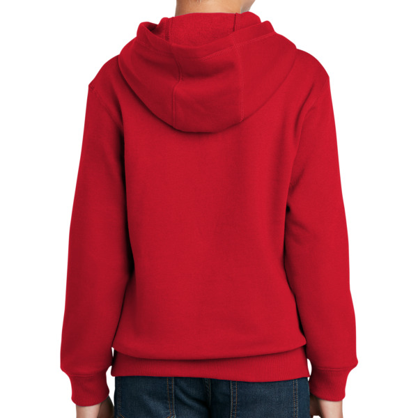 Sport Tek Youth Pullover Hooded Sweatshirt, True Red, Back view