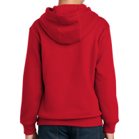 Sport Tek Youth Pullover Hooded Sweatshirt, True Red, Back view