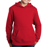 Sport Tek Youth Pullover Hooded Sweatshirt, True Red, Front view