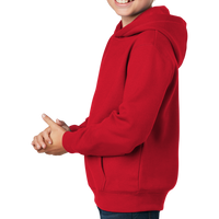 Sport Tek Youth Pullover Hooded Sweatshirt, True Red, Left Sleeve view