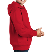 Sport Tek Youth Pullover Hooded Sweatshirt, True Red, Right Sleeve view