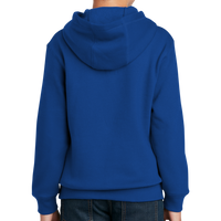 Sport Tek Youth Pullover Hooded Sweatshirt, True Royal, Back view