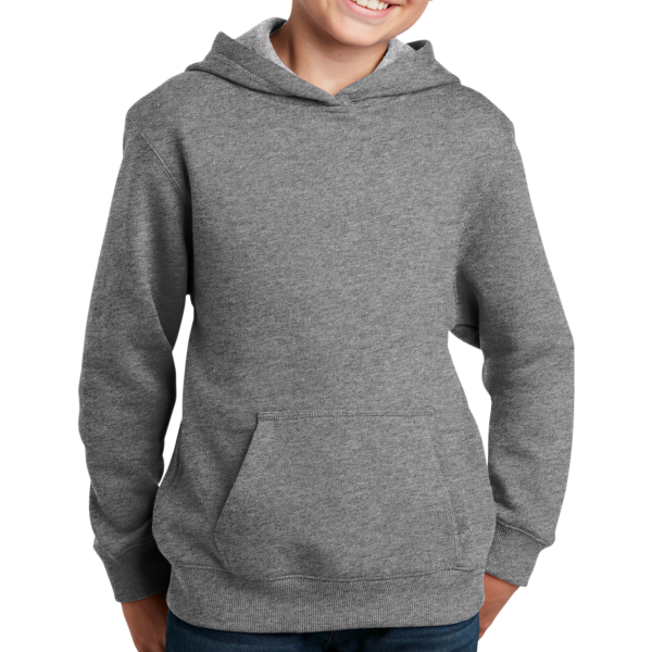 Sport Tek Youth Pullover Hooded Sweatshirt, Vintage Heather, Front view