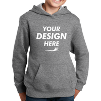 Sport Tek Youth Pullover Hooded Sweatshirt, Vintage Heather, Front view, Mockup