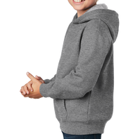 Sport Tek Youth Pullover Hooded Sweatshirt, Vintage Heather, Left Sleeve view