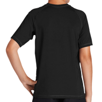 Sport Tek Youth Rashguard Tee, Black, Back view