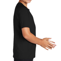 Sport Tek Youth Rashguard Tee, Black, Right Sleeve view
