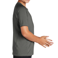 Sport Tek Youth Rashguard Tee, Dark Smoke Grey, Right Sleeve view