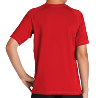 Sport Tek Youth Rashguard Tee, True Red, Back view