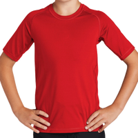 Sport Tek Youth Rashguard Tee, True Red, Front view