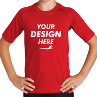 Sport Tek Youth Rashguard Tee, True Red, Front view, Mockup