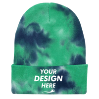 Sportsman 12" Tie-Dyed Cuffed Beanie, Ocean, Front view, Mockup