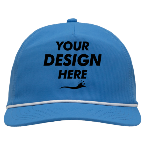 Sportsman Five-Panel Ripstop Cap, Azure Blue, Front view, Mockup