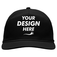 Sportsman Five-Panel Ripstop Cap, Black, Front view, Mockup