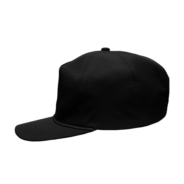 Sportsman Five-Panel Ripstop Cap, Black, Left Side view