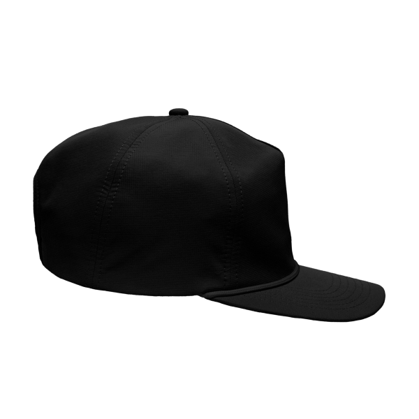 Sportsman Five-Panel Ripstop Cap, Black, Right Side view