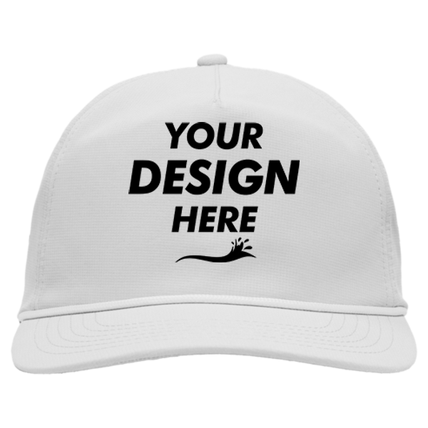 Sportsman Five-Panel Ripstop Cap, White, Front view, Mockup