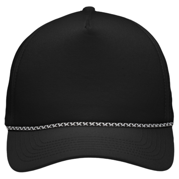 Sportsman Five-Panel Rope Heritage Fit Cap, Black, Front view