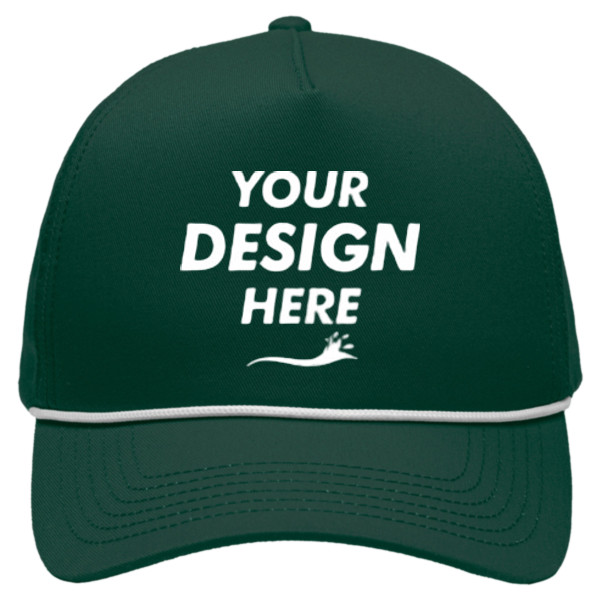 Sportsman Five-Panel Rope Heritage Fit Cap, Forest Green, Front view, Mockup