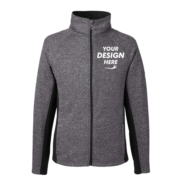 Spyder Men's Constant Full-Zip Sweater Fleece Jacket, Black Heather / Black, Front view, Mockup