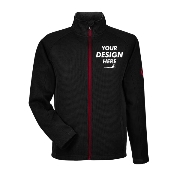 Spyder Men's Constant Full-Zip Sweater Fleece Jacket, Black / Red, Front view, Mockup