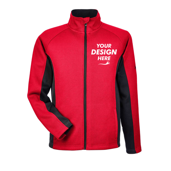 Spyder Men's Constant Full-Zip Sweater Fleece Jacket, Red / Black, Front view, Mockup