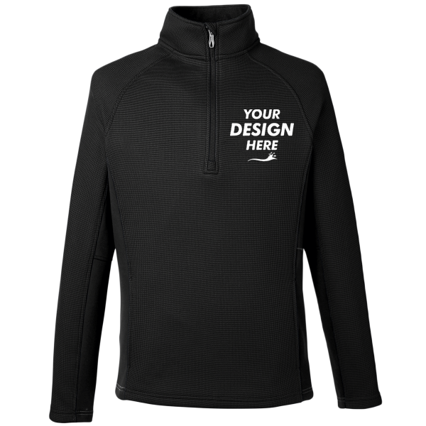 Spyder Men's Constant Half-Zip Sweater Fleece Pullover, Black / Black, Front view, Mockup