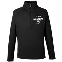 Spyder Men's Constant Half-Zip Sweater Fleece Pullover, Black / Black, Front view, Mockup
