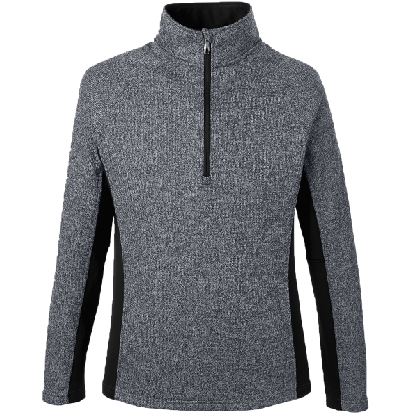 Spyder Men's Constant Half-Zip Sweater Fleece Pullover, Black Heather / Black, Front view