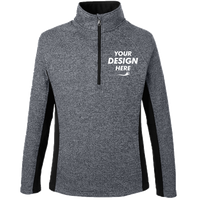 Spyder Men's Constant Half-Zip Sweater Fleece Pullover, Black Heather / Black, Front view, Mockup