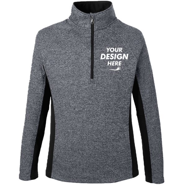 Spyder Men's Constant Half-Zip Sweater Fleece Pullover, Black Heather / Black, Front view, Mockup