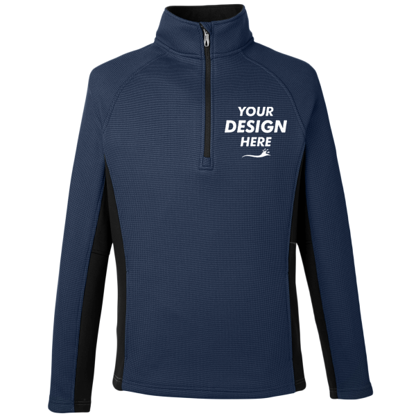 Spyder Men's Constant Half-Zip Sweater Fleece Pullover, Frontier / Black, Front view, Mockup