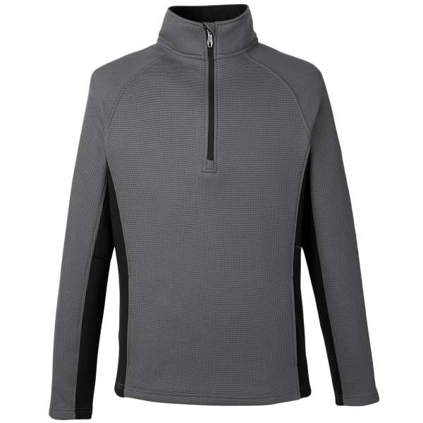 Spyder Men's Constant Half-Zip Sweater Fleece Pullover, Polar / Black, Front view