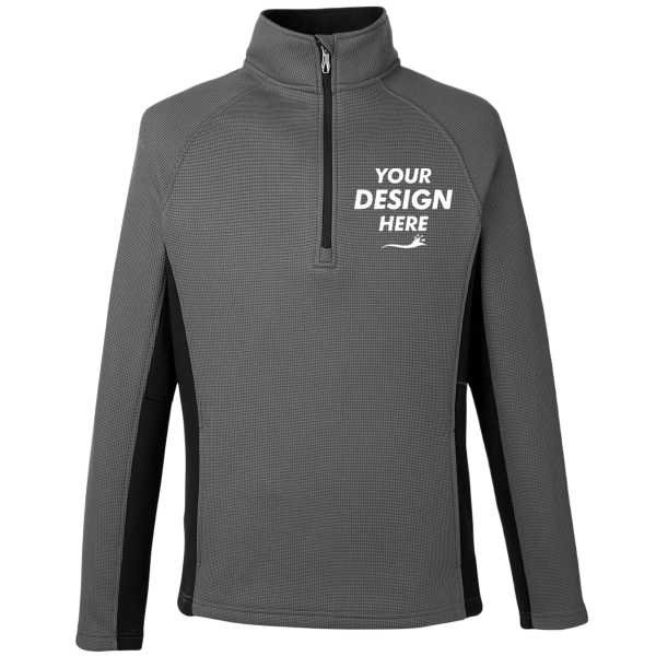 Spyder Men's Constant Half-Zip Sweater Fleece Pullover, Polar / Black, Front view, Mockup