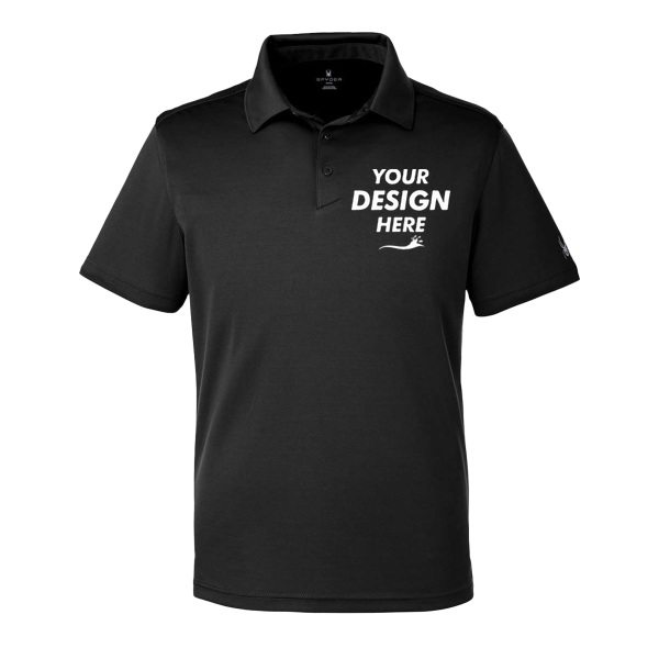 Spyder Men's Freestyle Polo, Black, Front view, Mockup