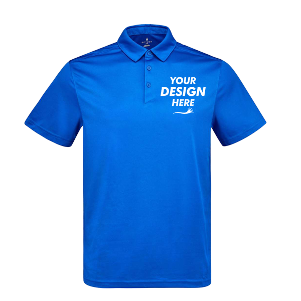 Spyder Men's Freestyle Polo, Electric Blue, Front view, Mockup