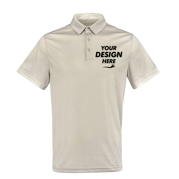 Spyder Men's Freestyle Polo, Platinum, Front view, Mockup