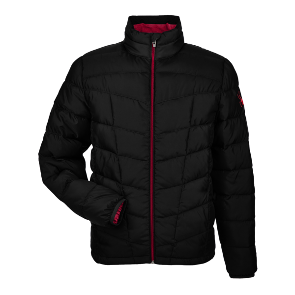 Spyder Men's Pelmo Insulated Puffer Jacket, Black / Red, Front view