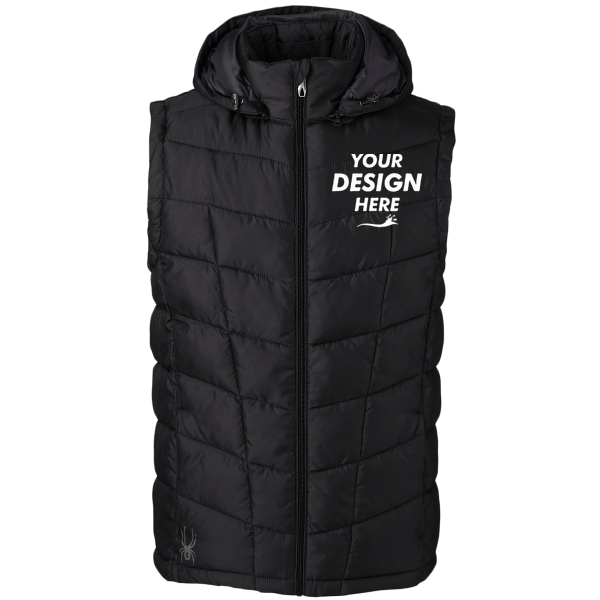 Spyder Men's Pelmo Puffer Vest, Black, Front view, Mockup