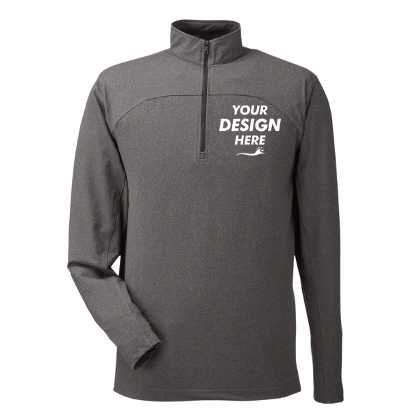 Spyder Men's Spyre Quarter-Zip Pullover, Black Frost, Front view, Mockup