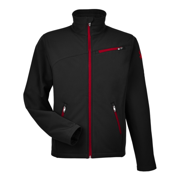 Spyder Men's Transport Soft Shell Jacket, Black / Red, Front view