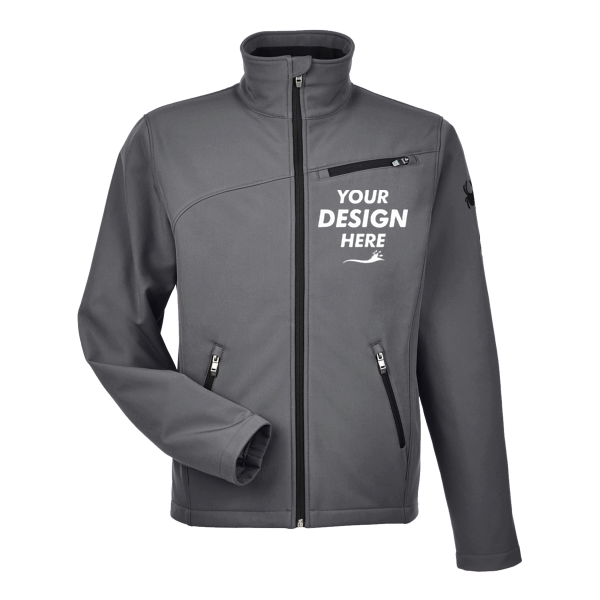 Spyder Men's Transport Soft Shell Jacket, Polar / Black, Front view, Mockup
