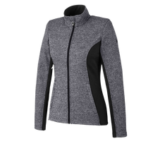 Spyder Women's Constant Full-Zip Sweater Fleece Jacket, Black Heather / Black / Black, Front view