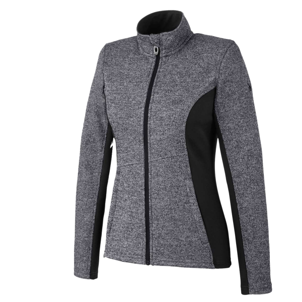Spyder Women's Constant Full-Zip Sweater Fleece Jacket, Black Heather / Black / Black, Front view