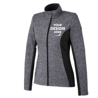 Spyder Women's Constant Full-Zip Sweater Fleece Jacket, Black Heather / Black / Black, Front view, Mockup