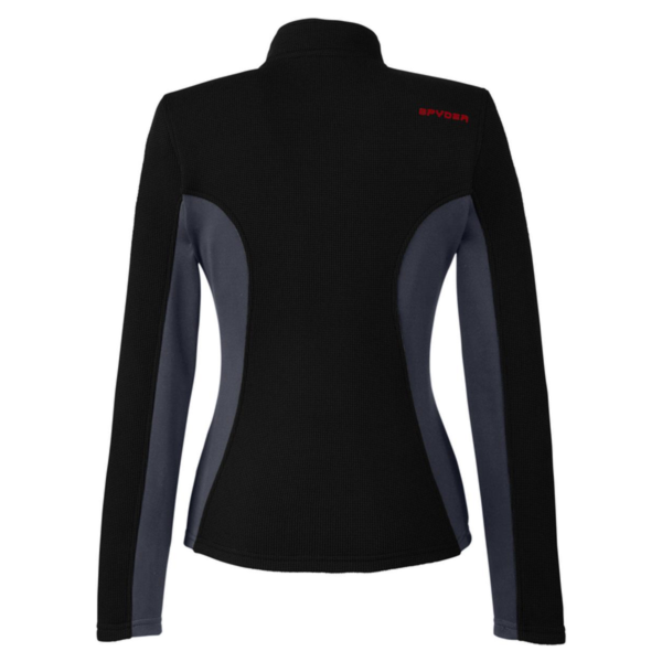 Spyder Women's Constant Full-Zip Sweater Fleece Jacket, Black / Polar / Red, Back view