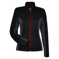 Spyder Women's Constant Full-Zip Sweater Fleece Jacket, Black / Polar / Red, Front view