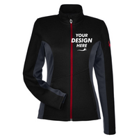 Spyder Women's Constant Full-Zip Sweater Fleece Jacket, Black / Polar / Red, Front view, Mockup