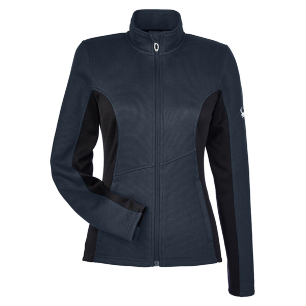 Spyder Women's Constant Full-Zip Sweater Fleece Jacket, Frontier / Black / White, Front view