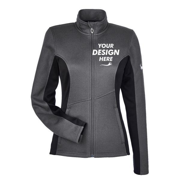 Spyder Women's Constant Full-Zip Sweater Fleece Jacket, Polar / Black / White, Front view, Mockup
